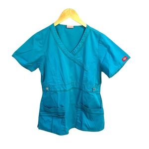 Dickies Teal GenFlex 4 pocket Scrub Top Size S